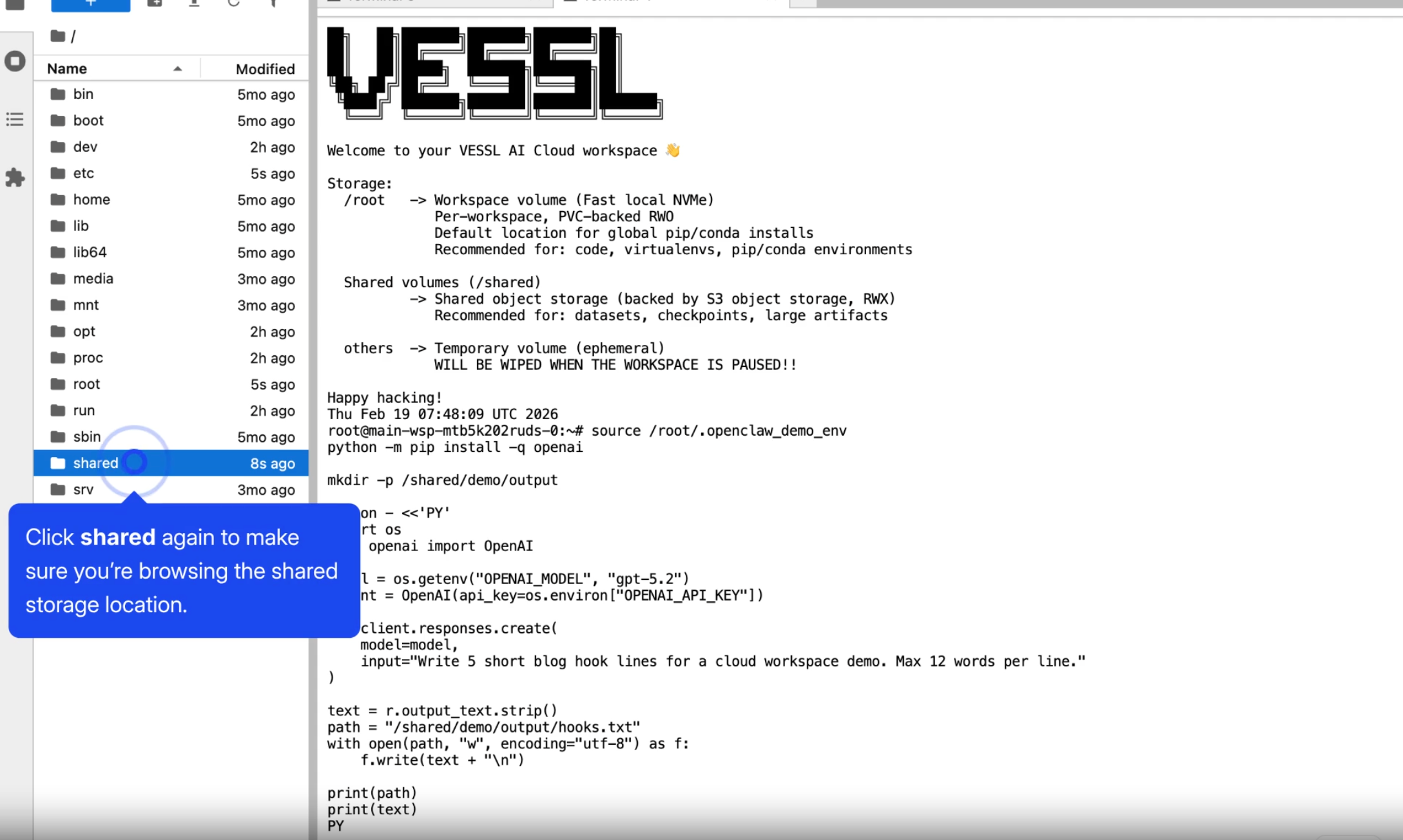 View the outputs from an OpenClaw agent