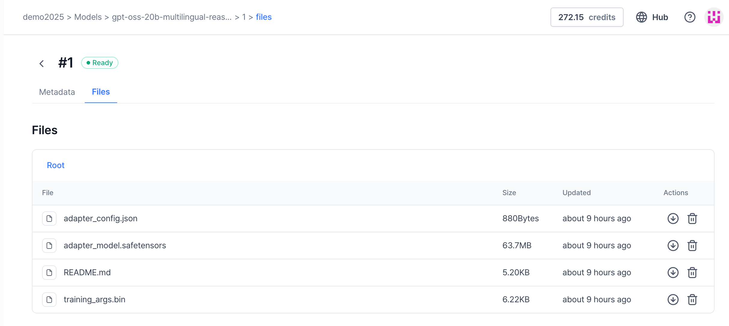 The uploaded files in 