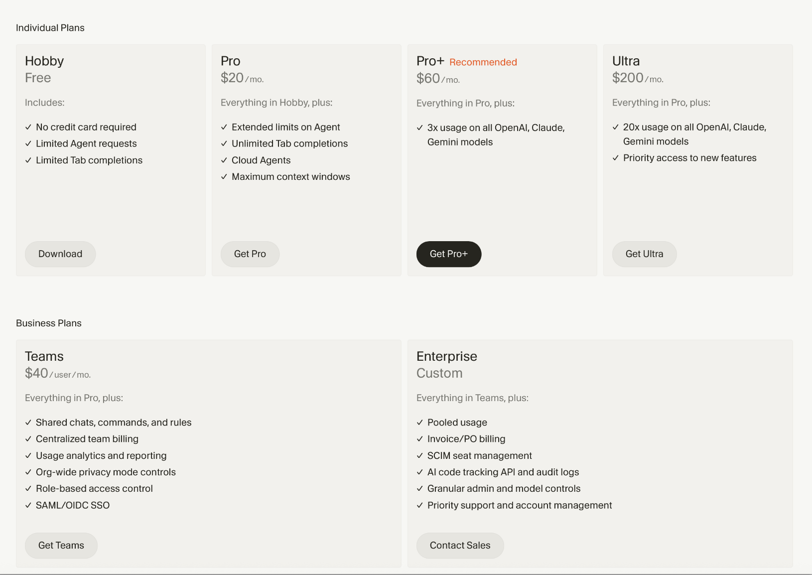 Cursor's pricing
