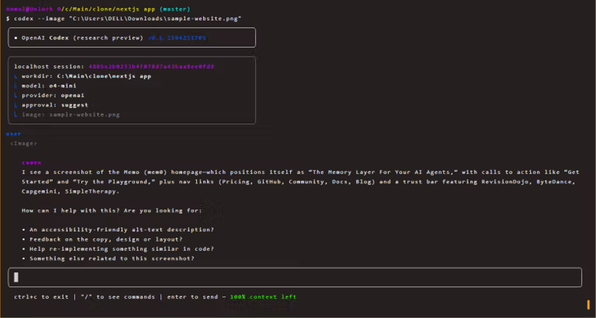İlk Codex CLI komutun