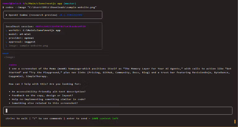 İlk Codex CLI komutun