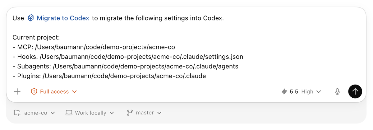 The migrate-to-codex Skill