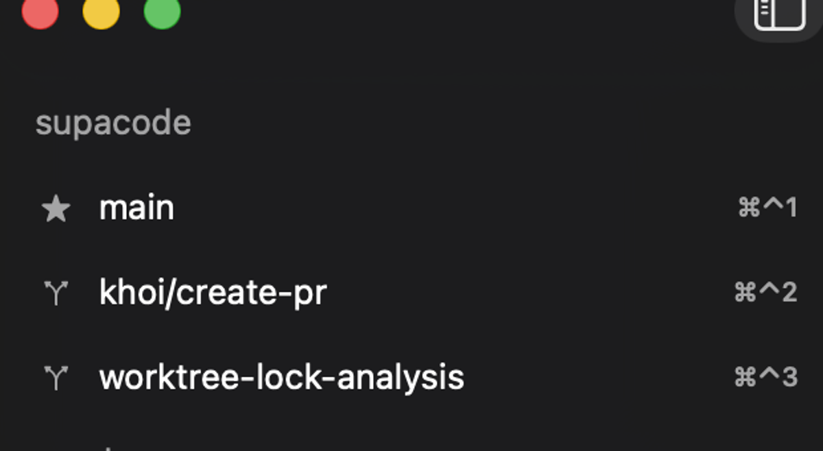 The core organizing primitive is the git worktree 