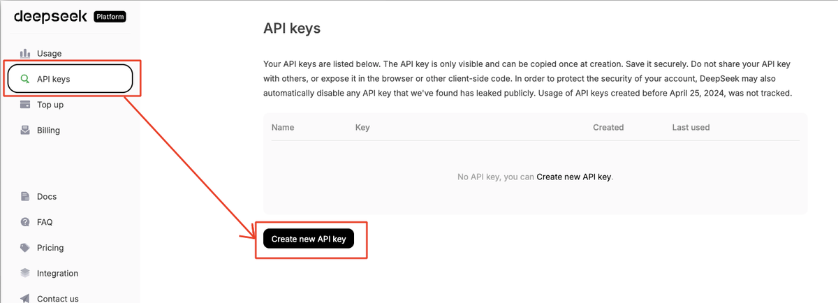 DeepSeek API key