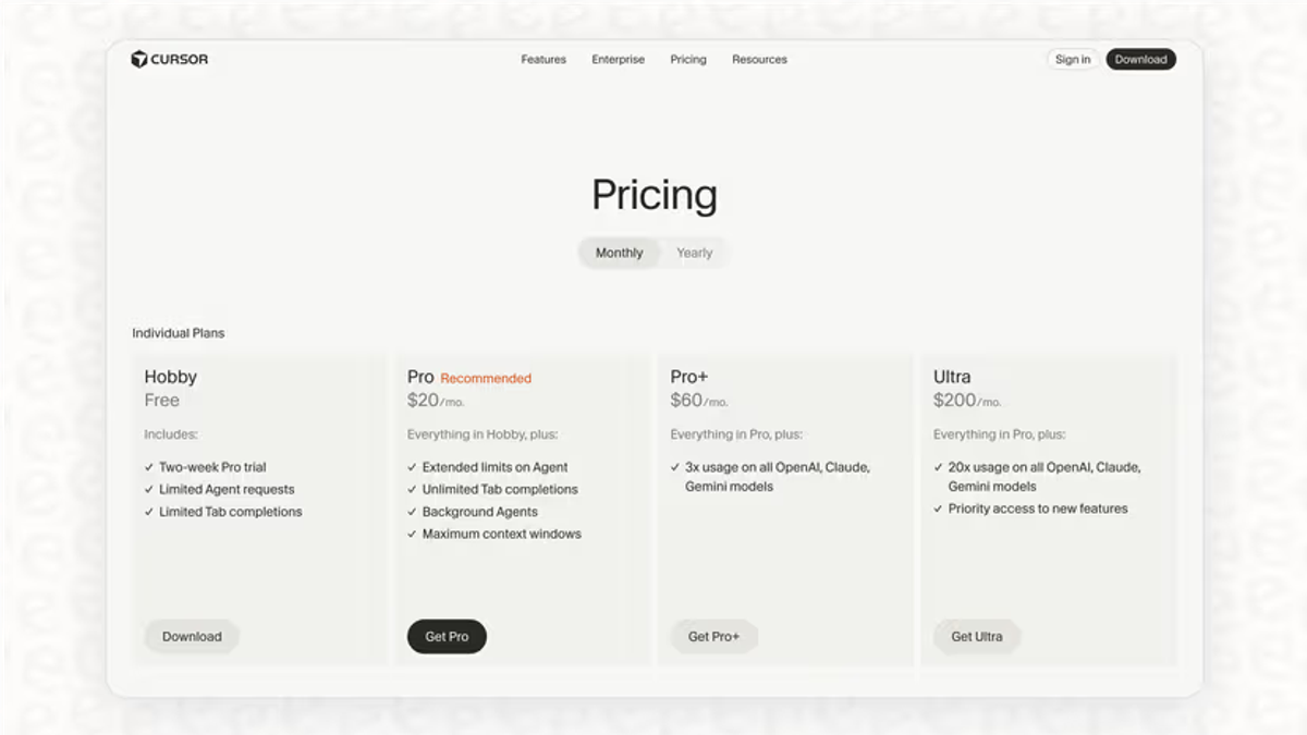 Cursor Free Trial vs Free Plan