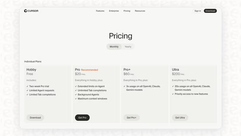 Cursor Free Trial vs Free Plan