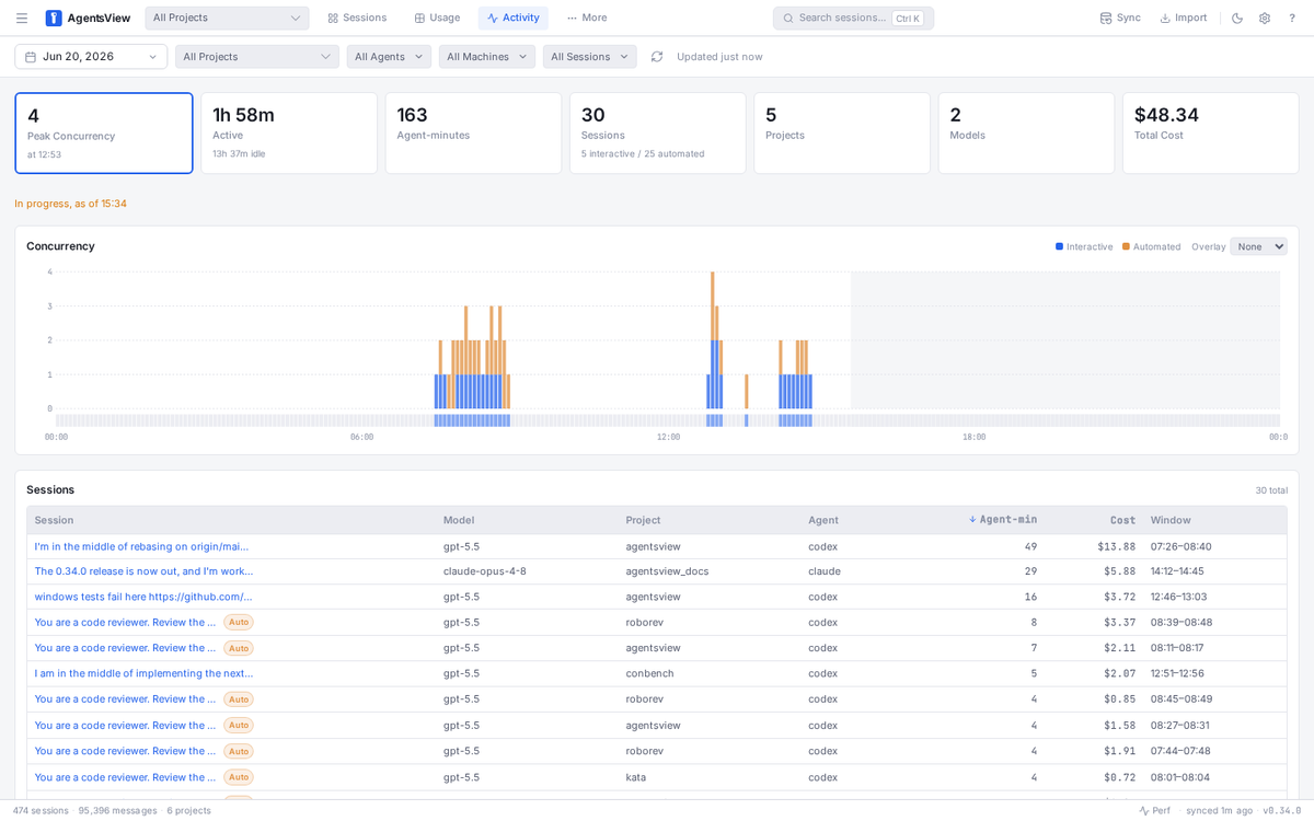 Session history across agent tools