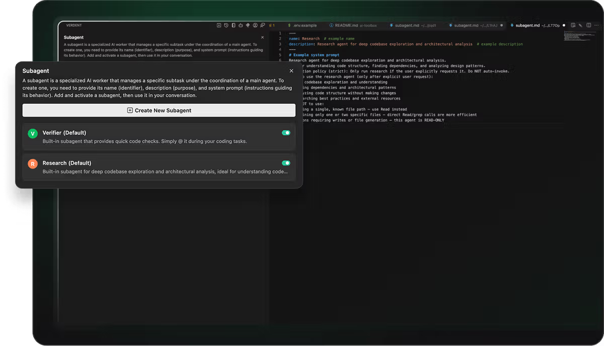 Verdent for multi-agent coding workflows