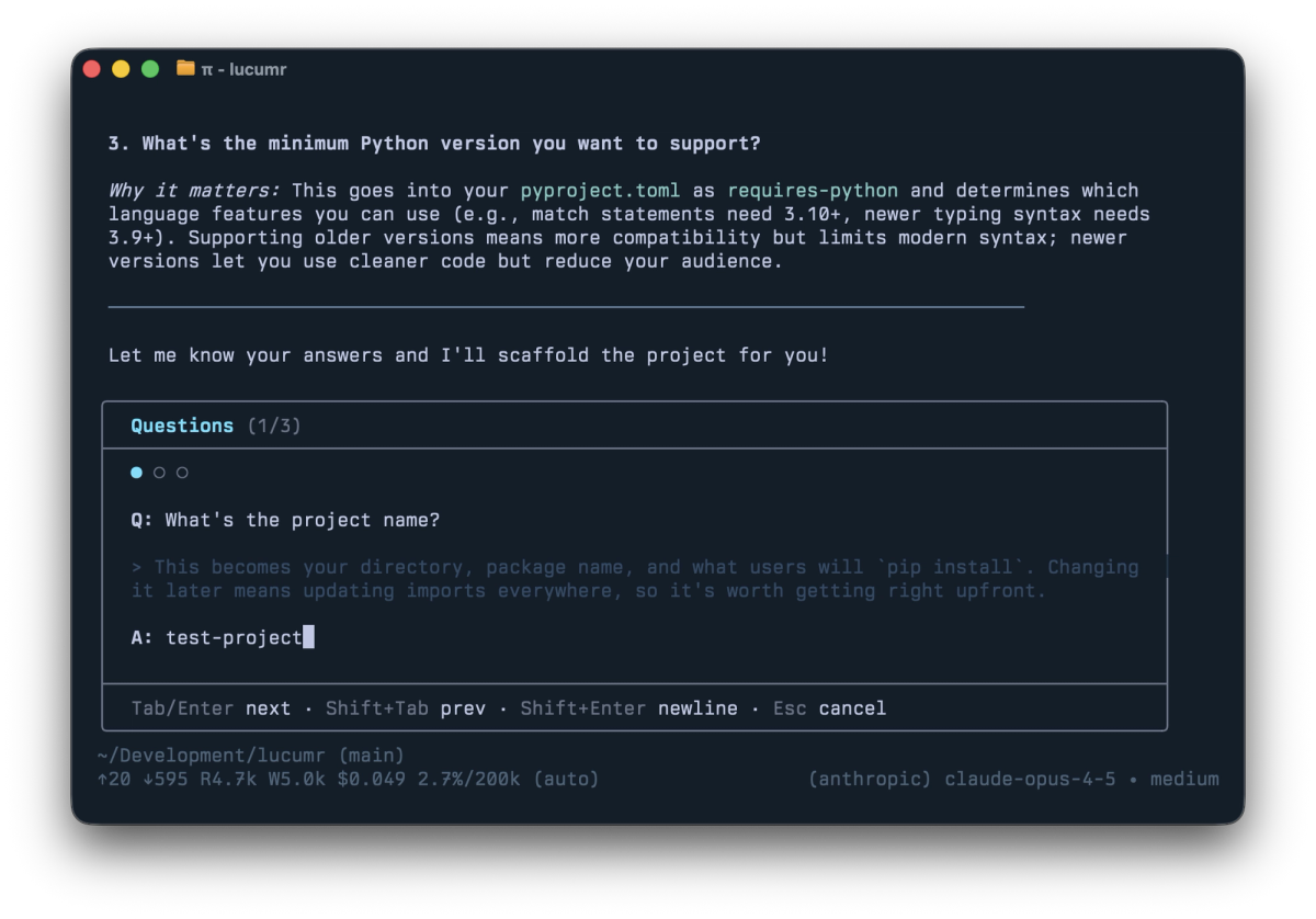 How Pi Organizes a Coding Session
