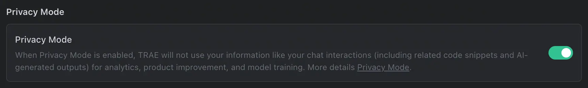 privacy mode setting.