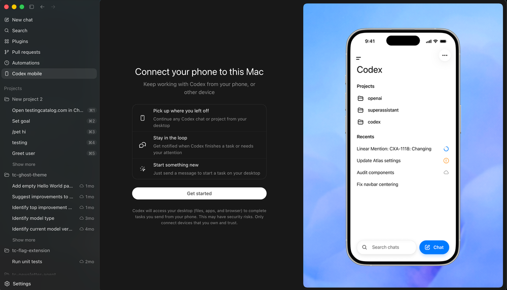 Codex inside ChatGPT mobile preview