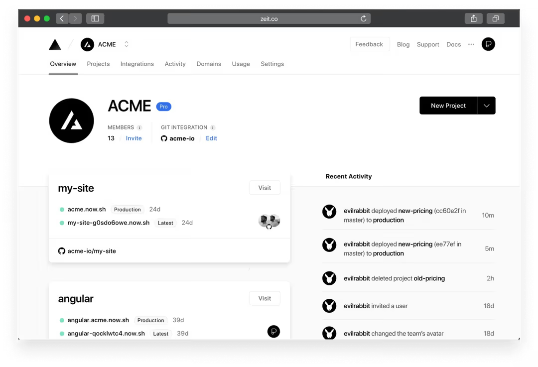 Preview branches, PR checks, production