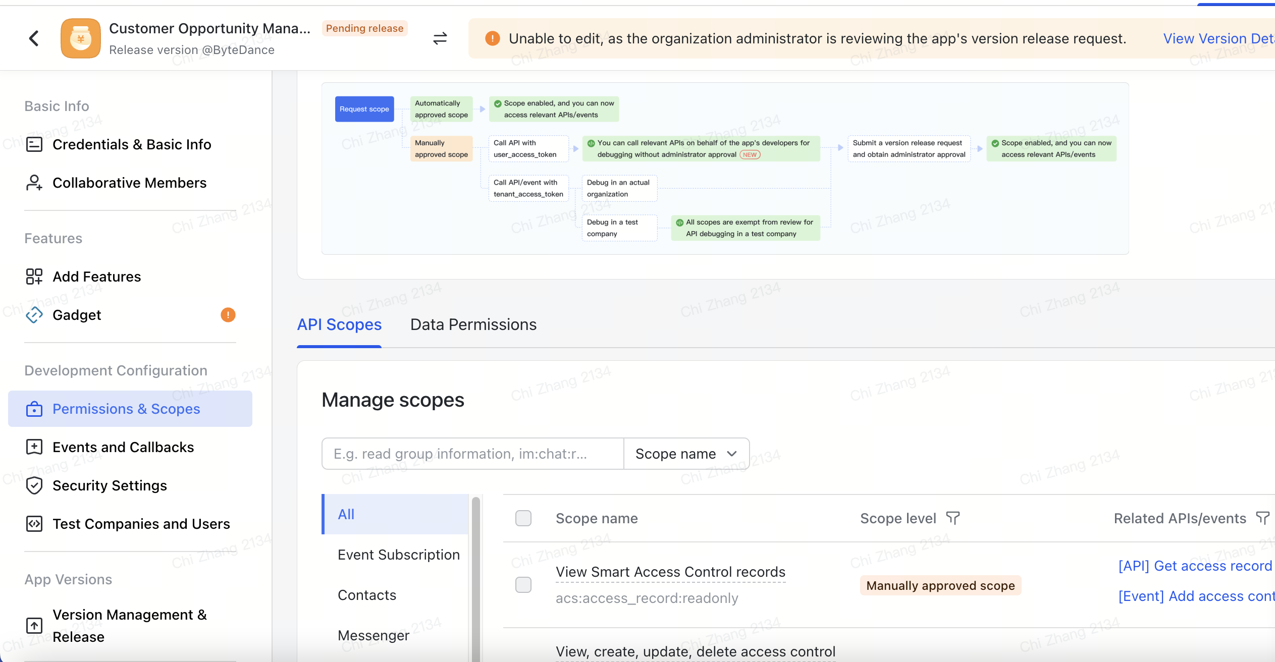 Required Permissions Scope