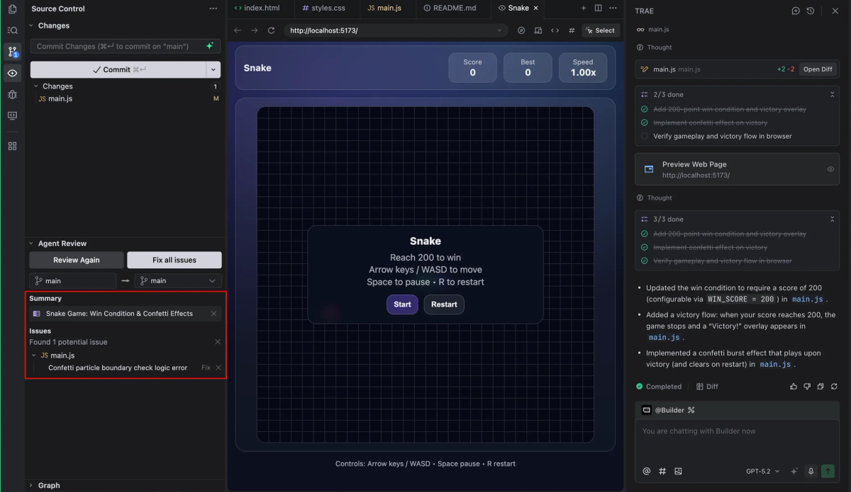 Diff review and developer handoff