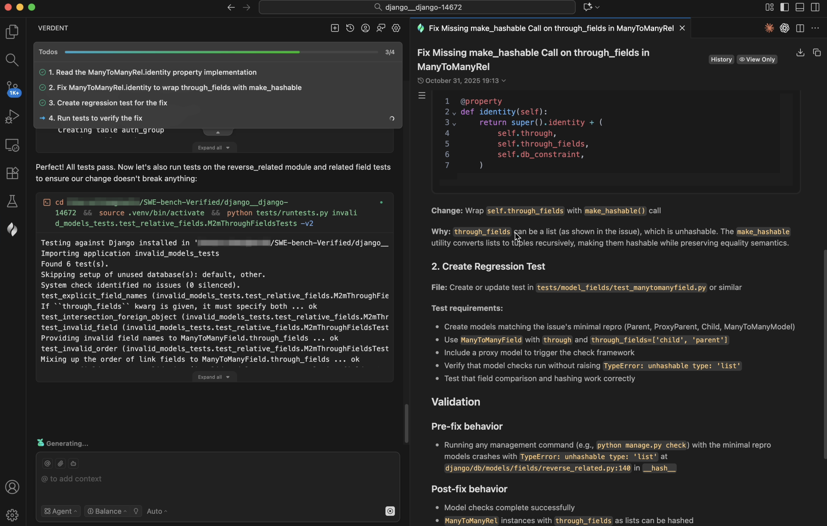 Figure 6. Automatic testing executed by Verdent.