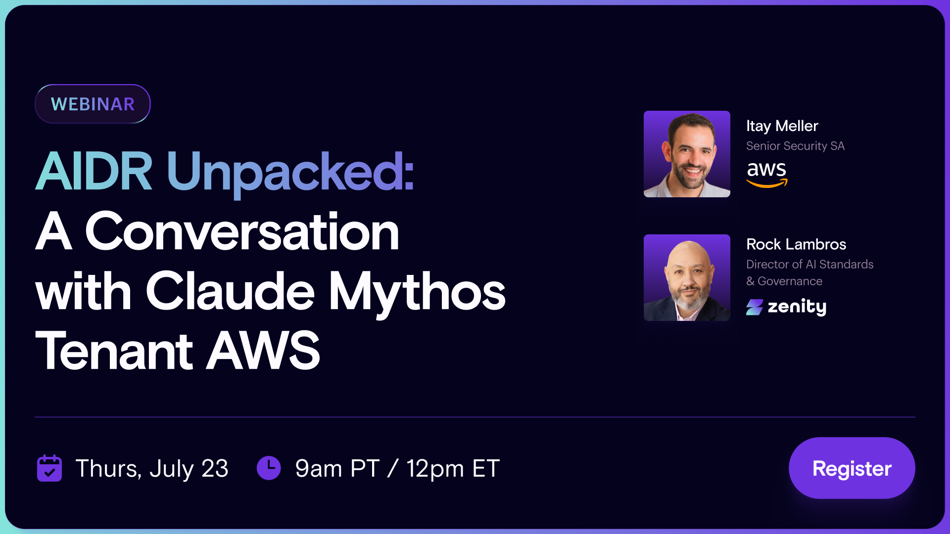A Conversation with Claude Mythos Tenant AWS — Zenity event banner
