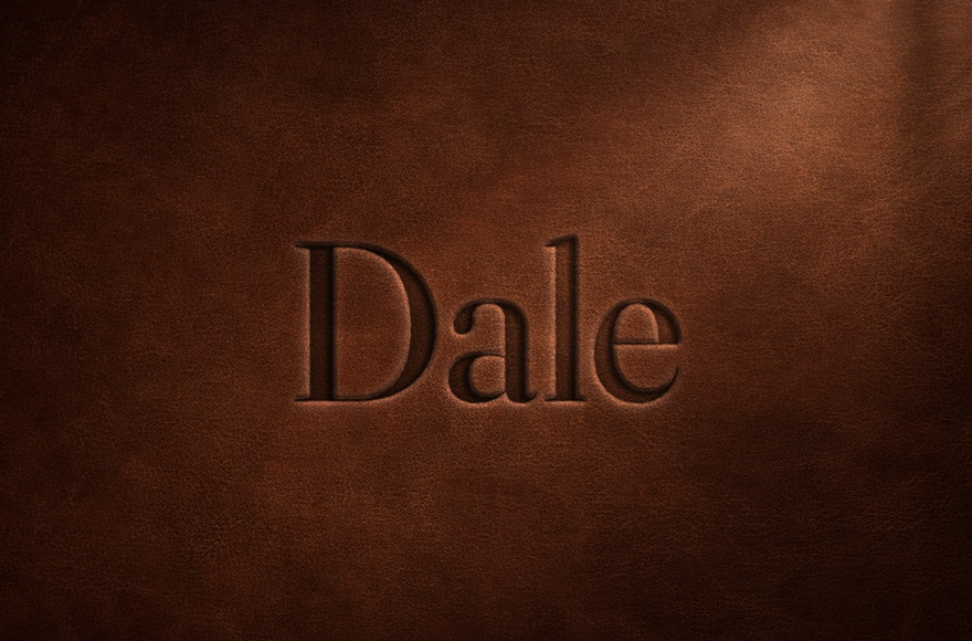 Dale logo embossed in leather