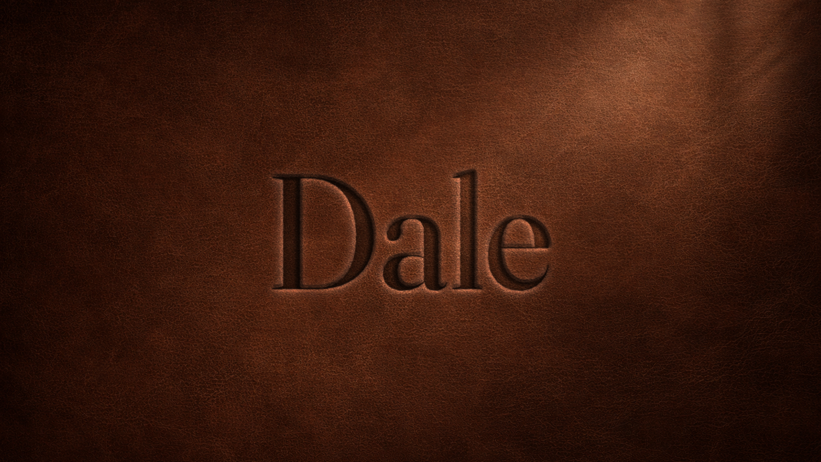 Dale logo embossed in leather