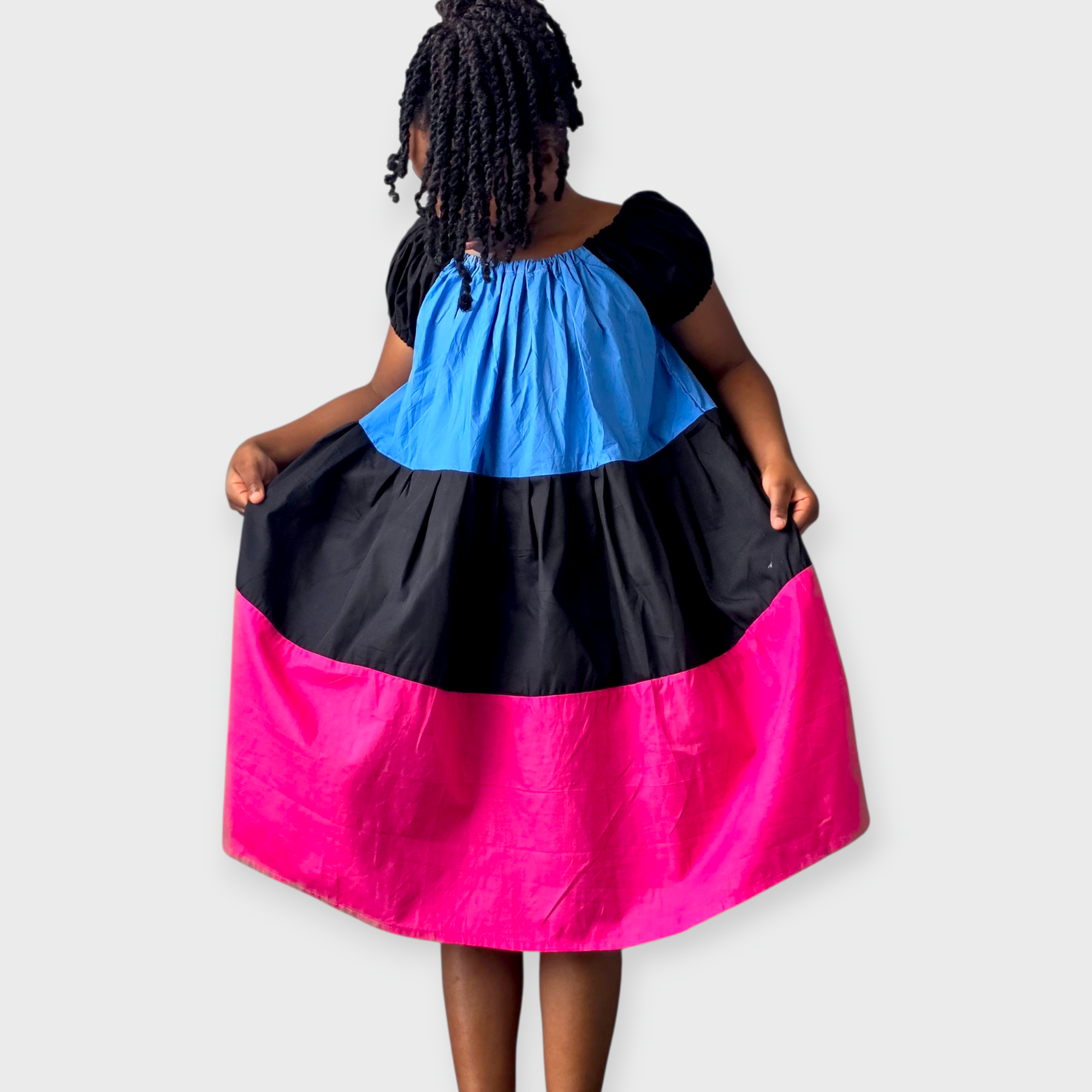 Multicolor Flare Dress – deep-blue