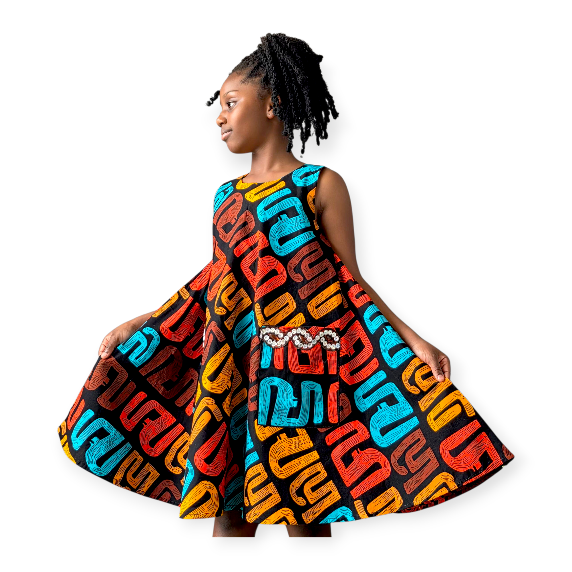 Kiddies Ankara Gown – dark-orange
