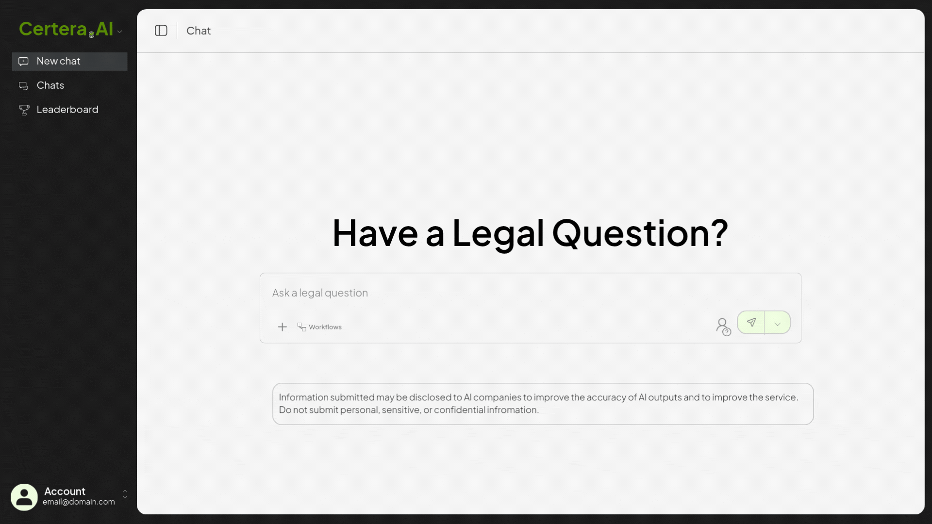 Image of users selecting a legal workflow in Certera AI