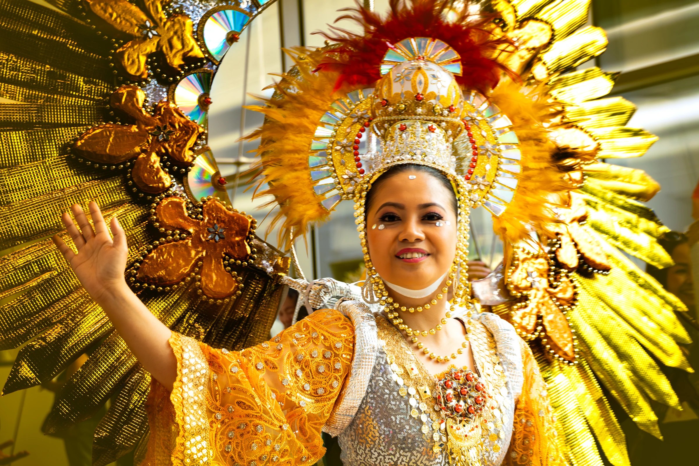 PID 2026 participant wearing an ornate gold costume and headdress