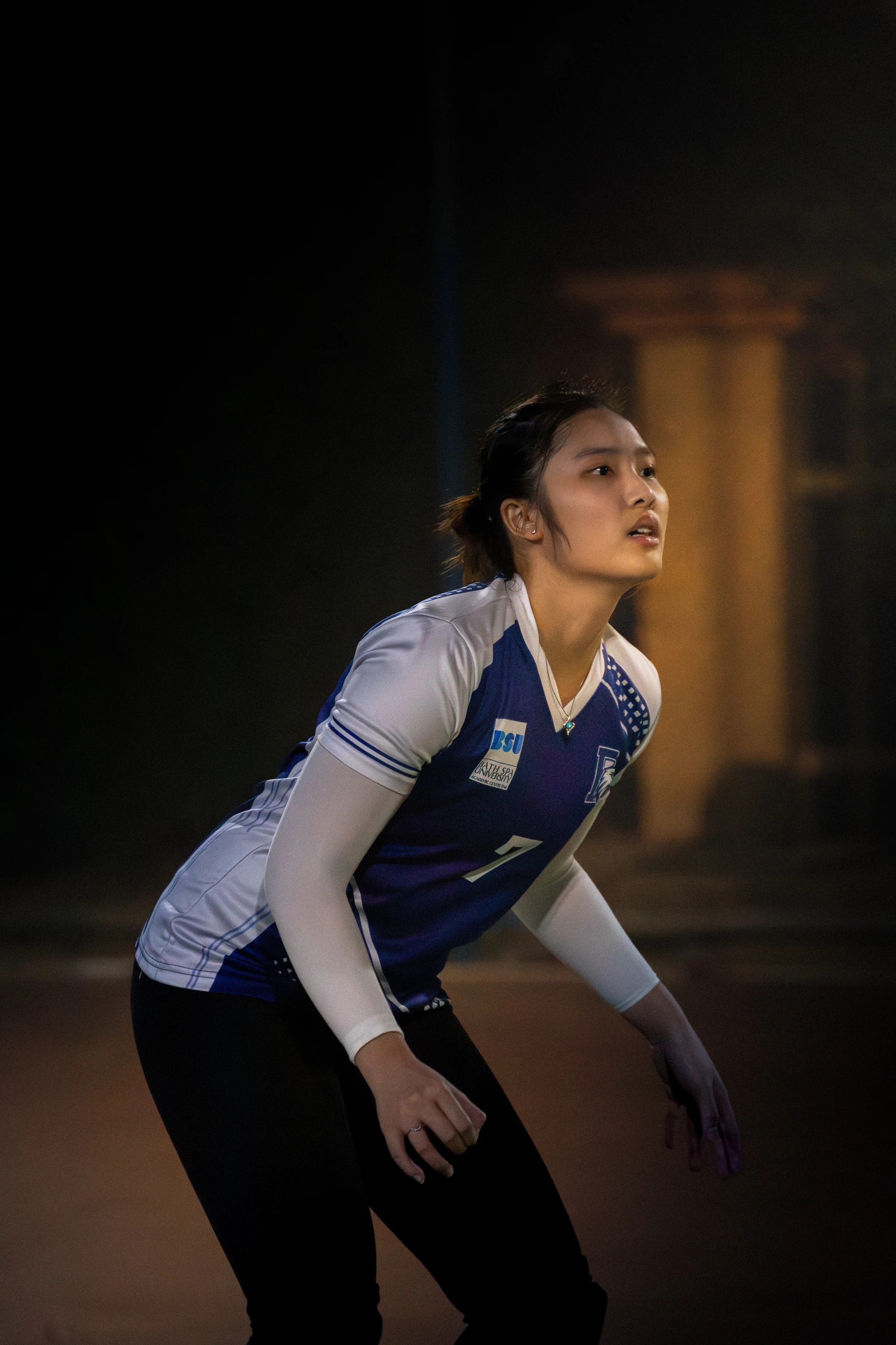 Volleyball player waiting in a ready position