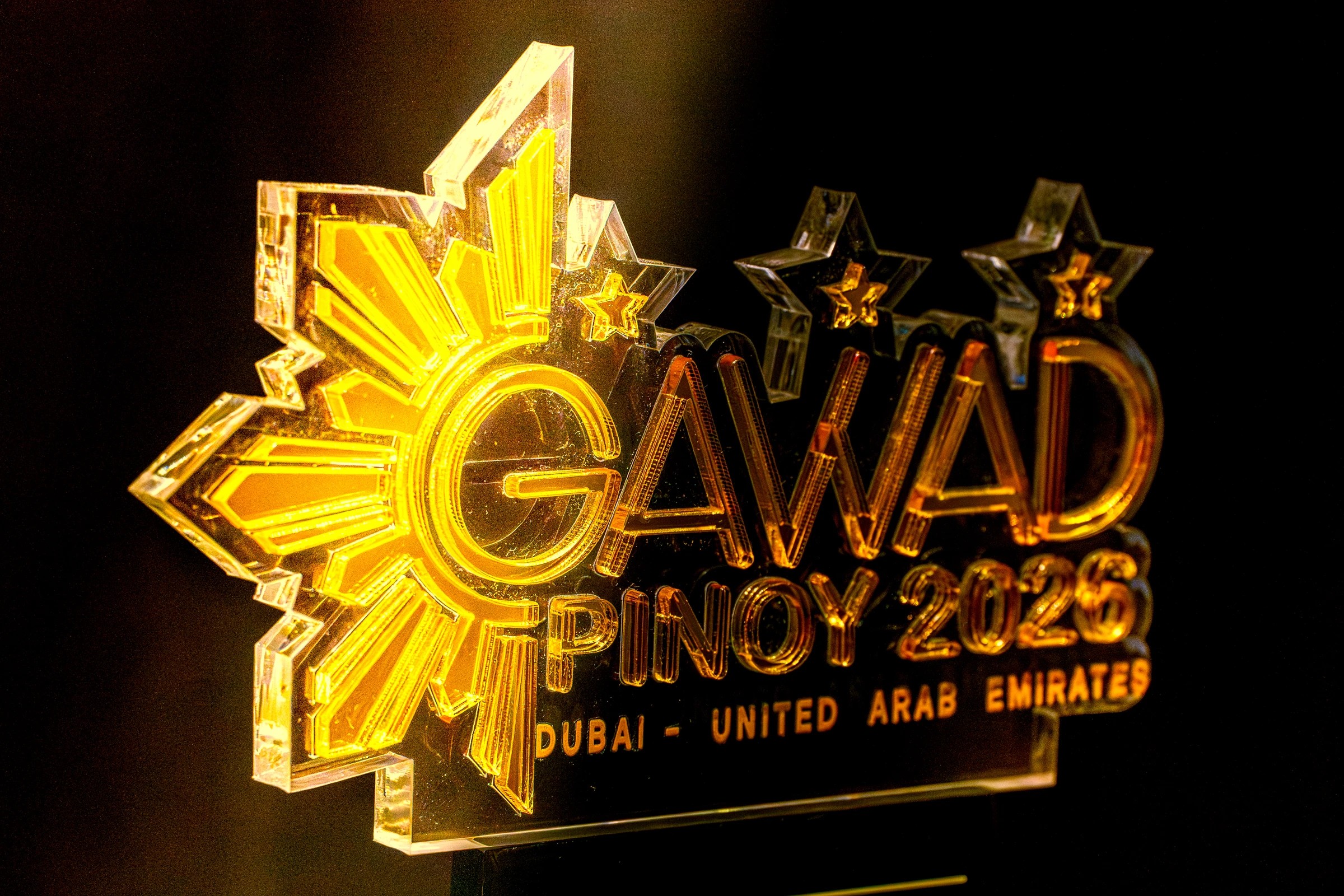 Illuminated Gawad Pinoy 2026 awards sign