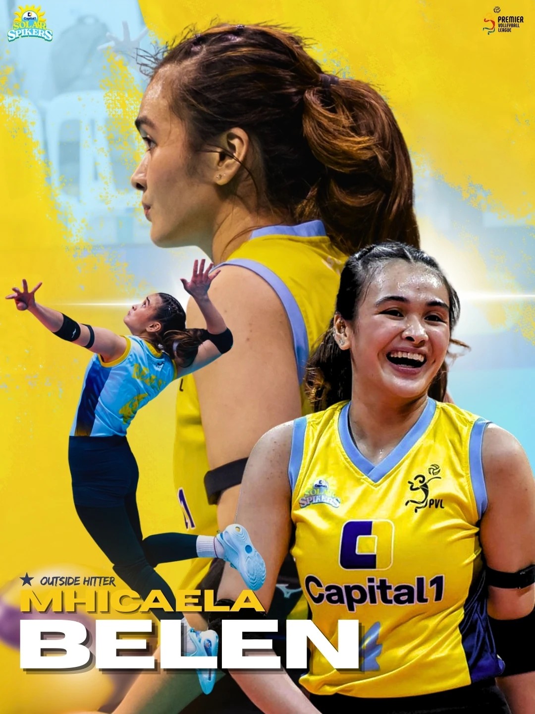 Bella Belen volleyball poster in yellow and blue