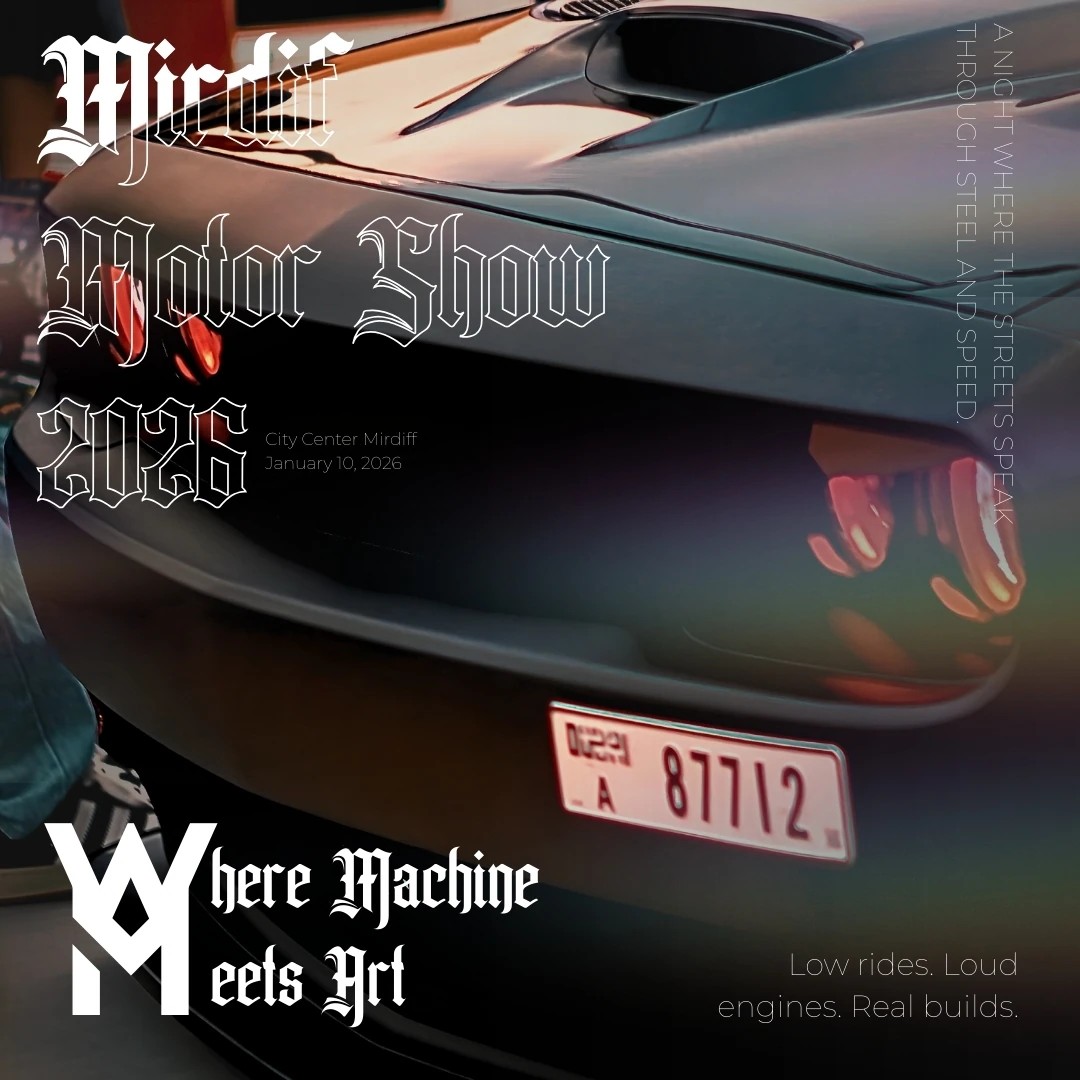 Automotive editorial artwork combining a car photograph and expressive lettering