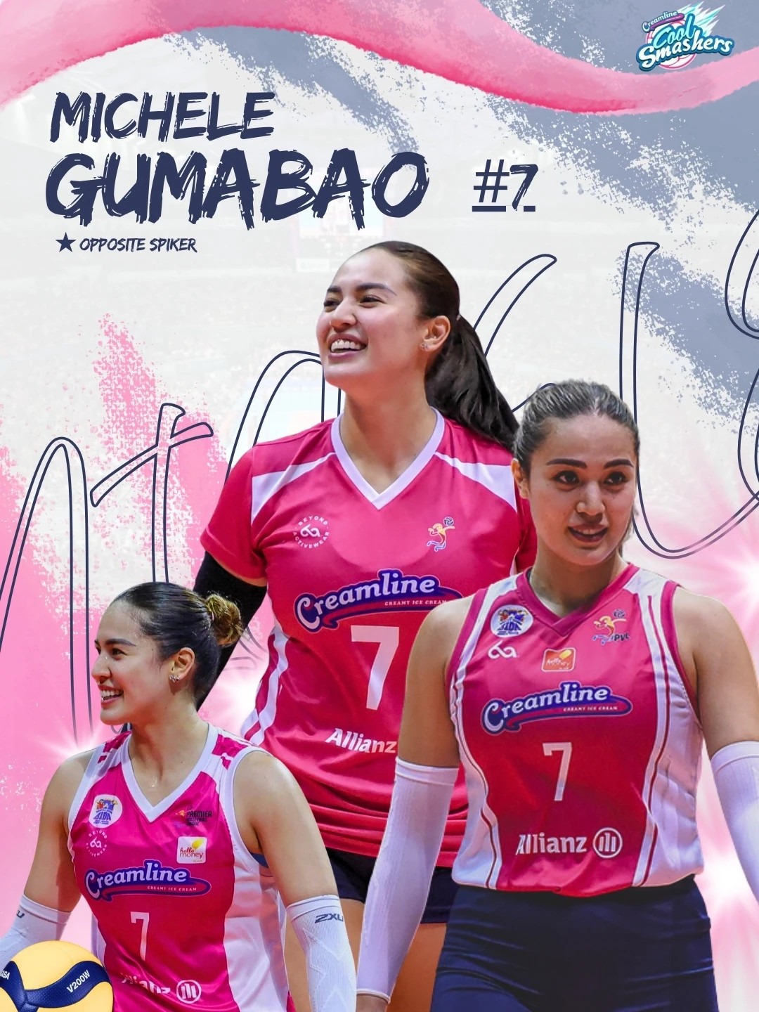 Michele Gumabao volleyball poster in pink and white
