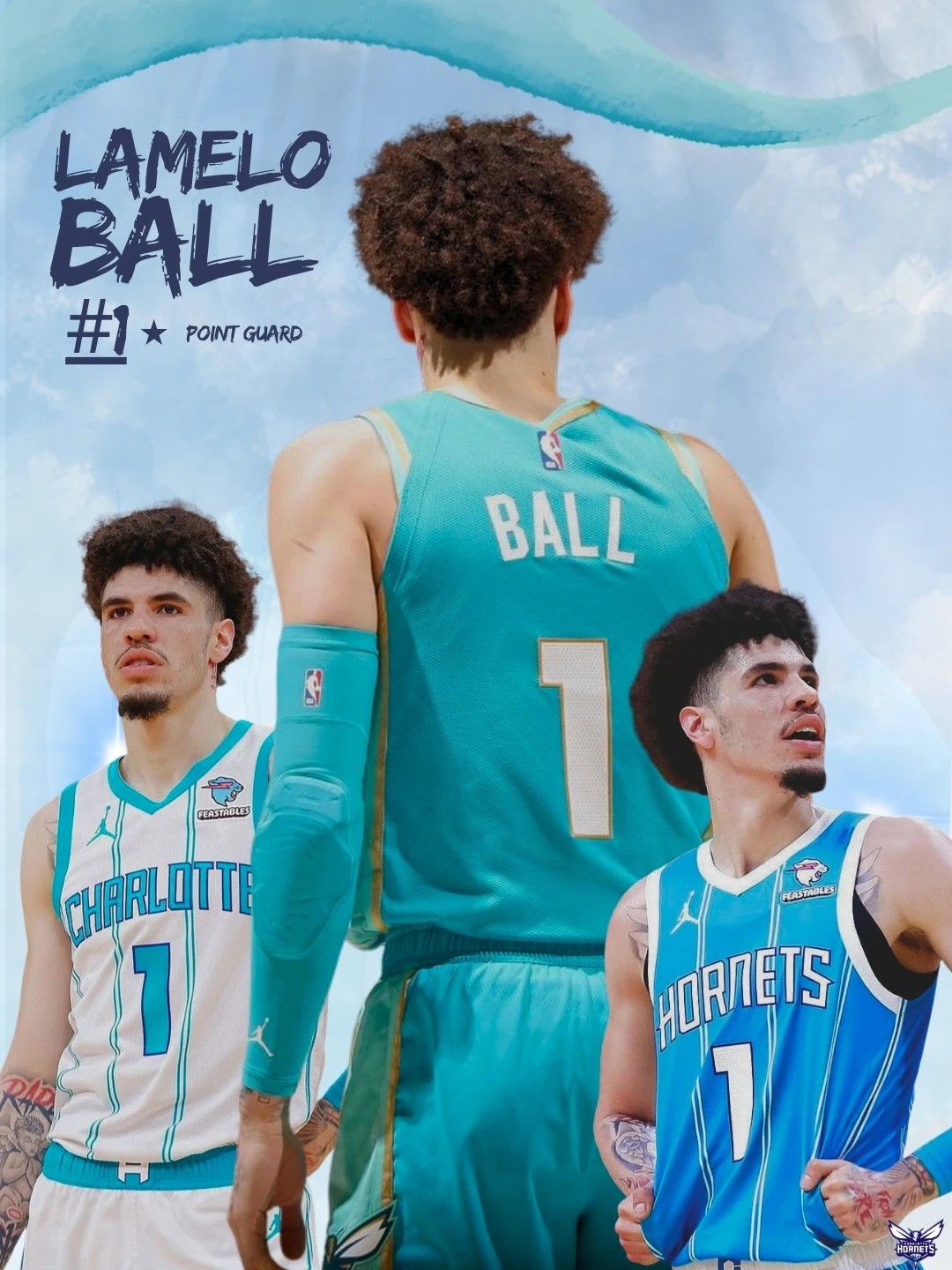 LaMelo Ball basketball poster with turquoise jerseys