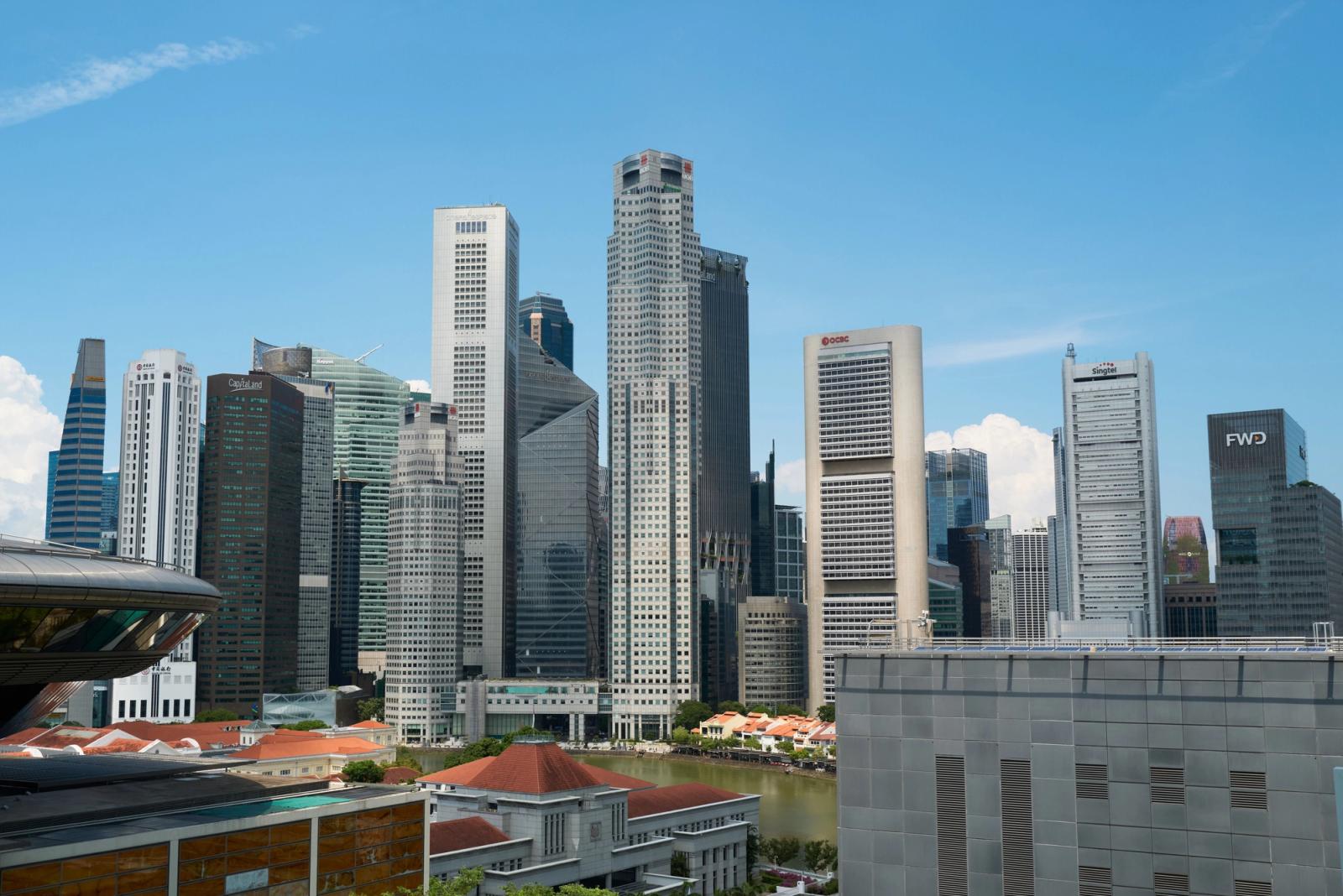 Singapore skyline with modern skyscrapers on a clear day