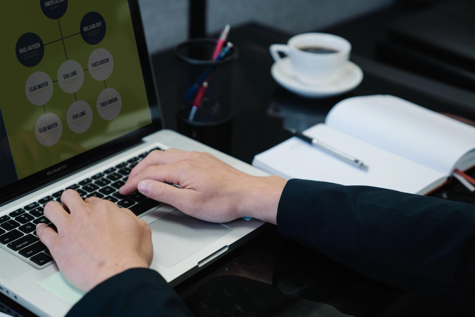 Laptop workspace representing marketing automation and digital workflows