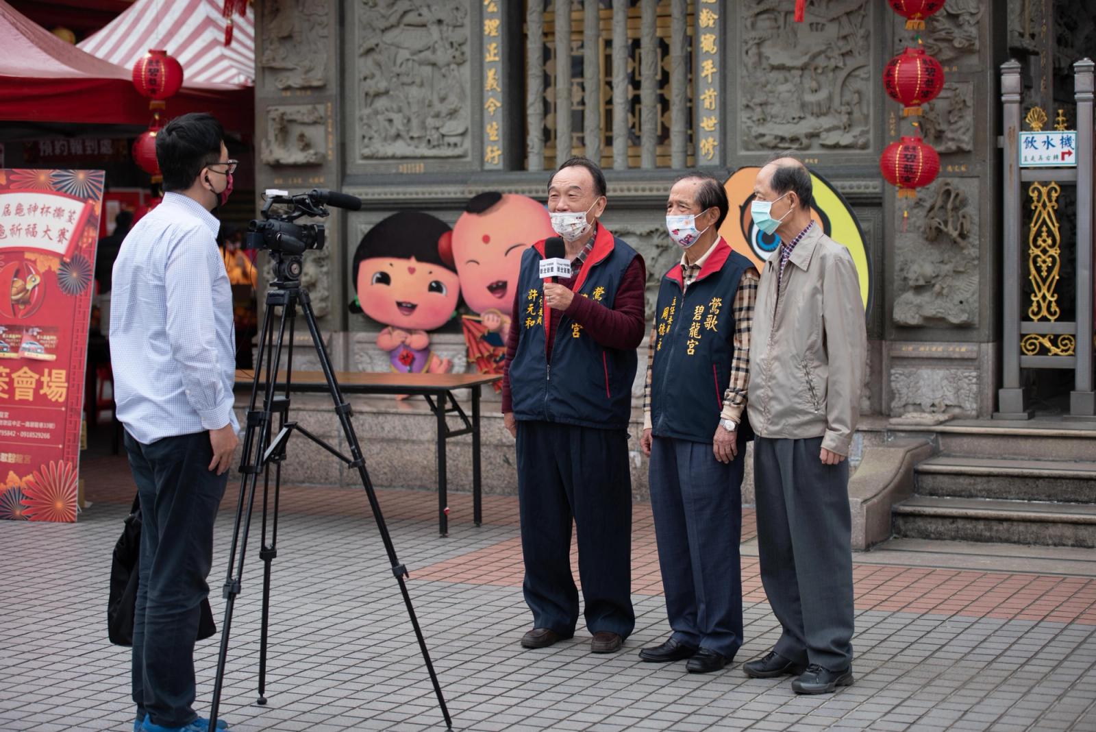 Media interview at a public event