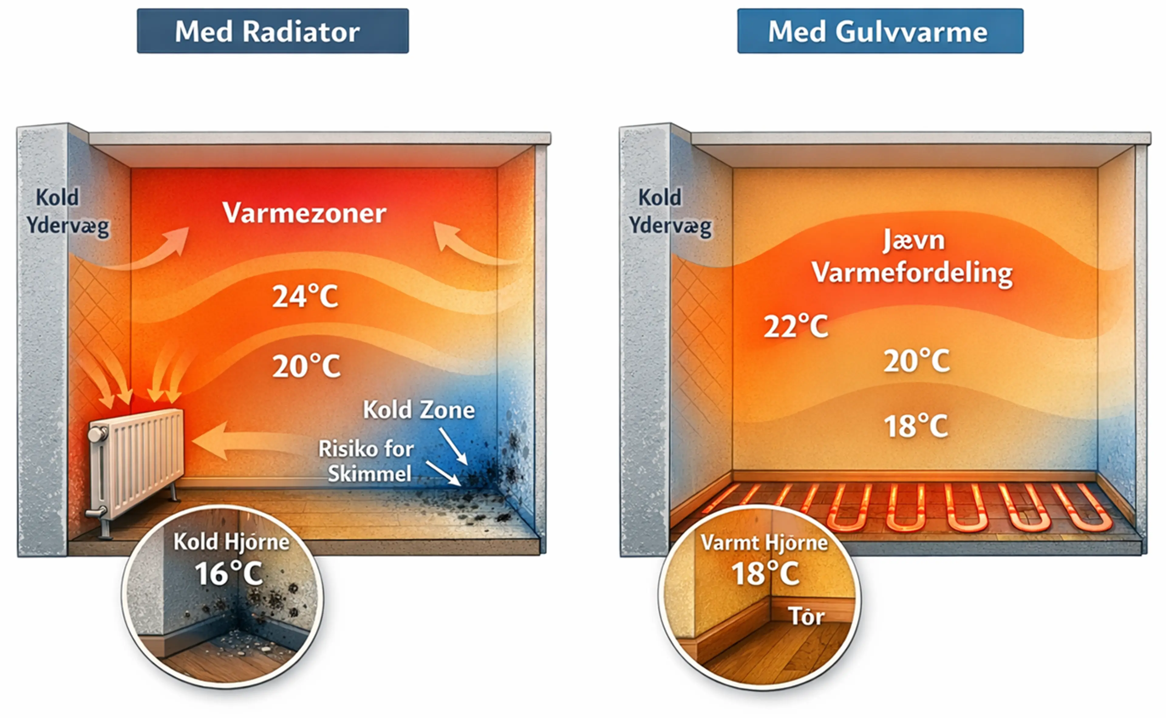 Radiator  eller gulvvarme