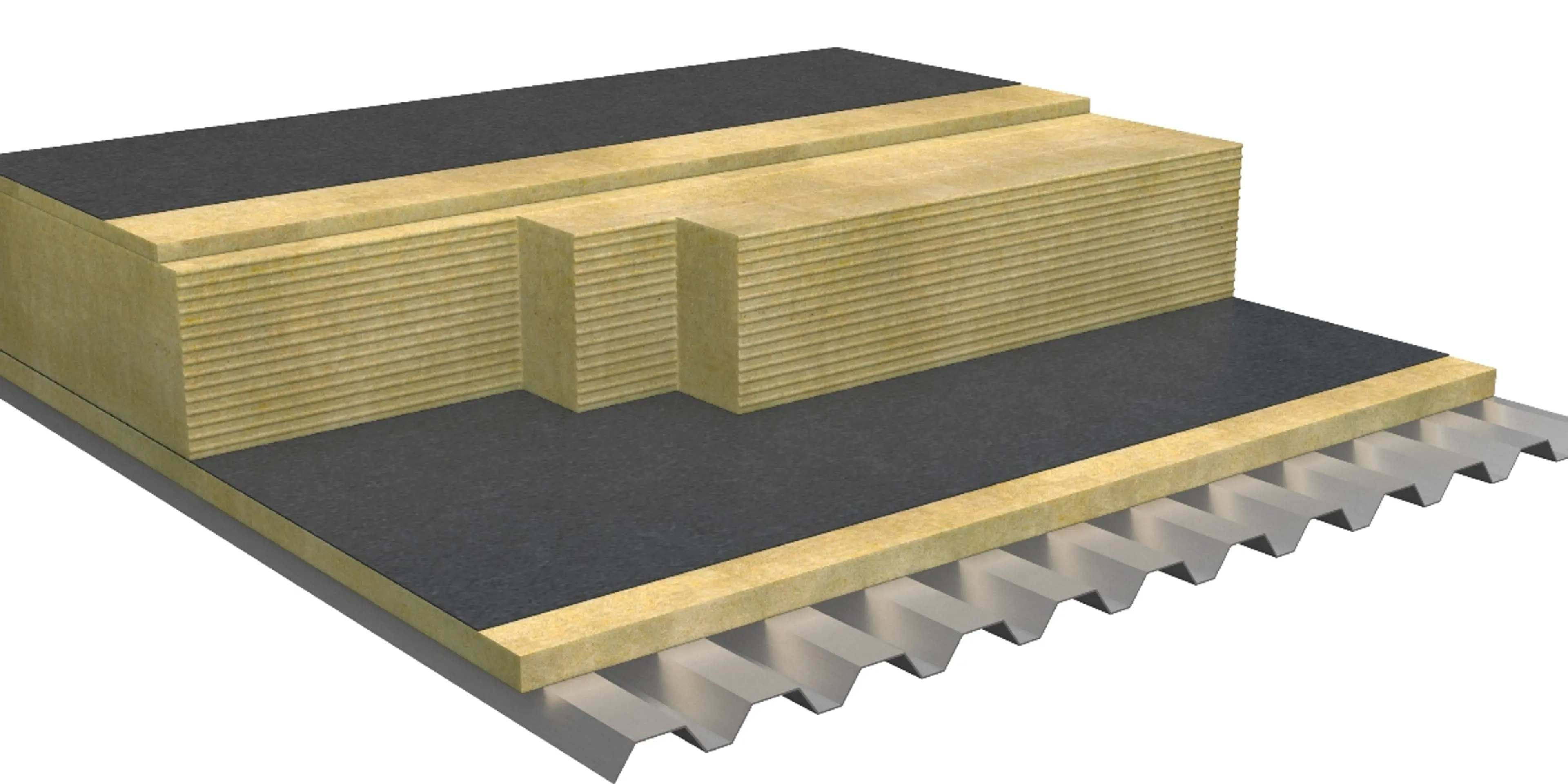 Visualisering af Sundolitt Kombitag der kombinerer mineraluld og EPS i effektiv tagisolering