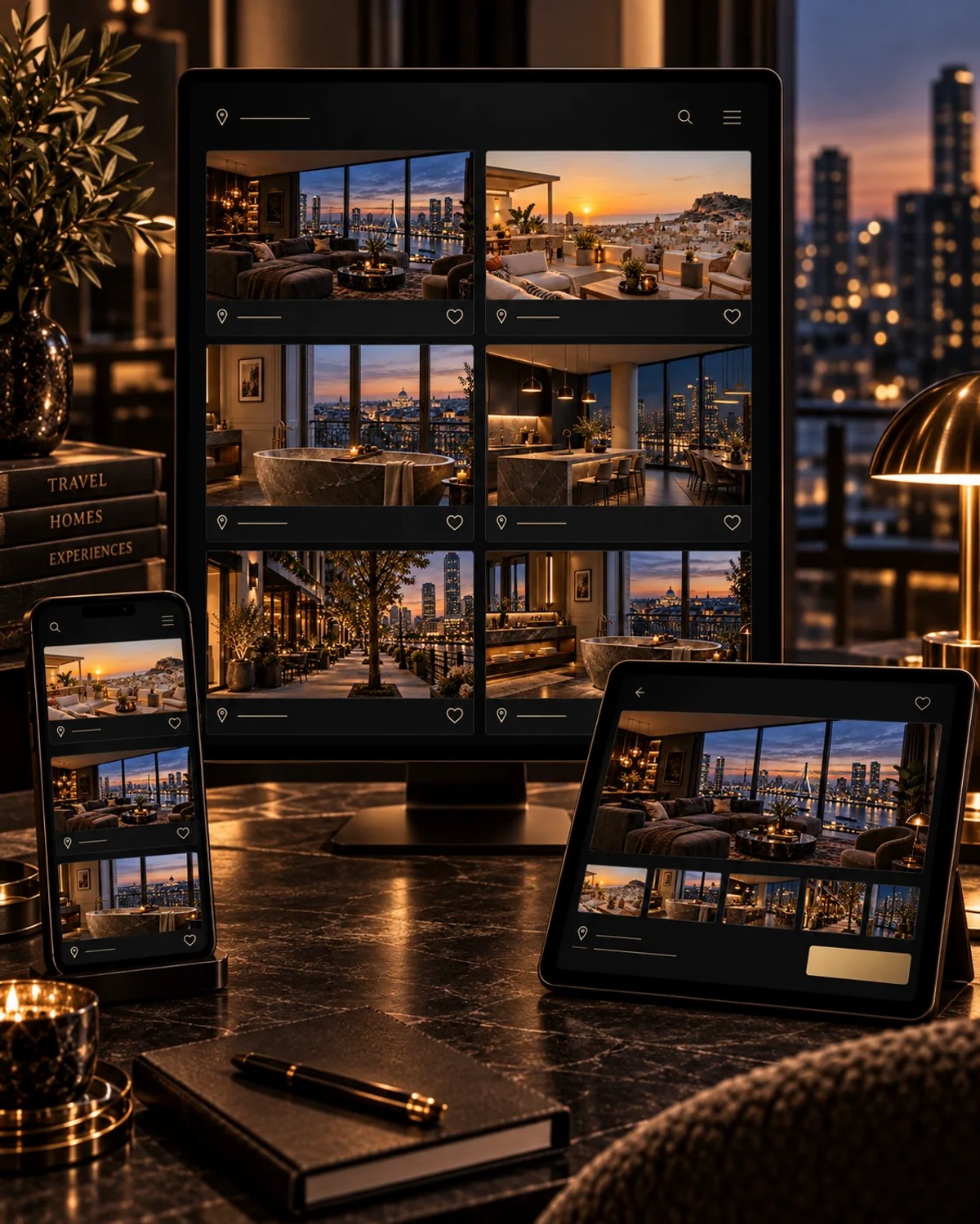 Portrait mock-up of the website for multiple vacation rentals