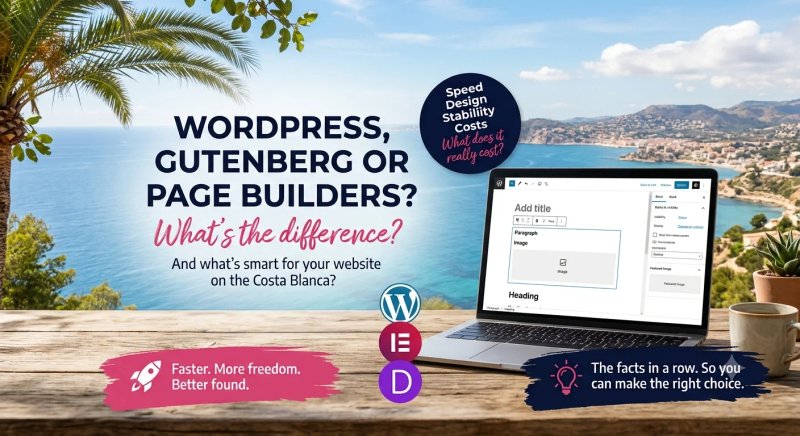 WordPress, Gutenberg en Page Builders: Wat is het verschil en wat is slim voor jouw website aan de Costa Blanca?