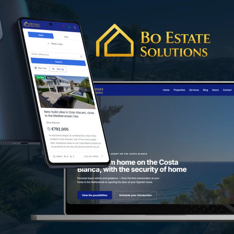 Bo Estate Solutions. Custom website for a buyer's agent on the Costa Blanca