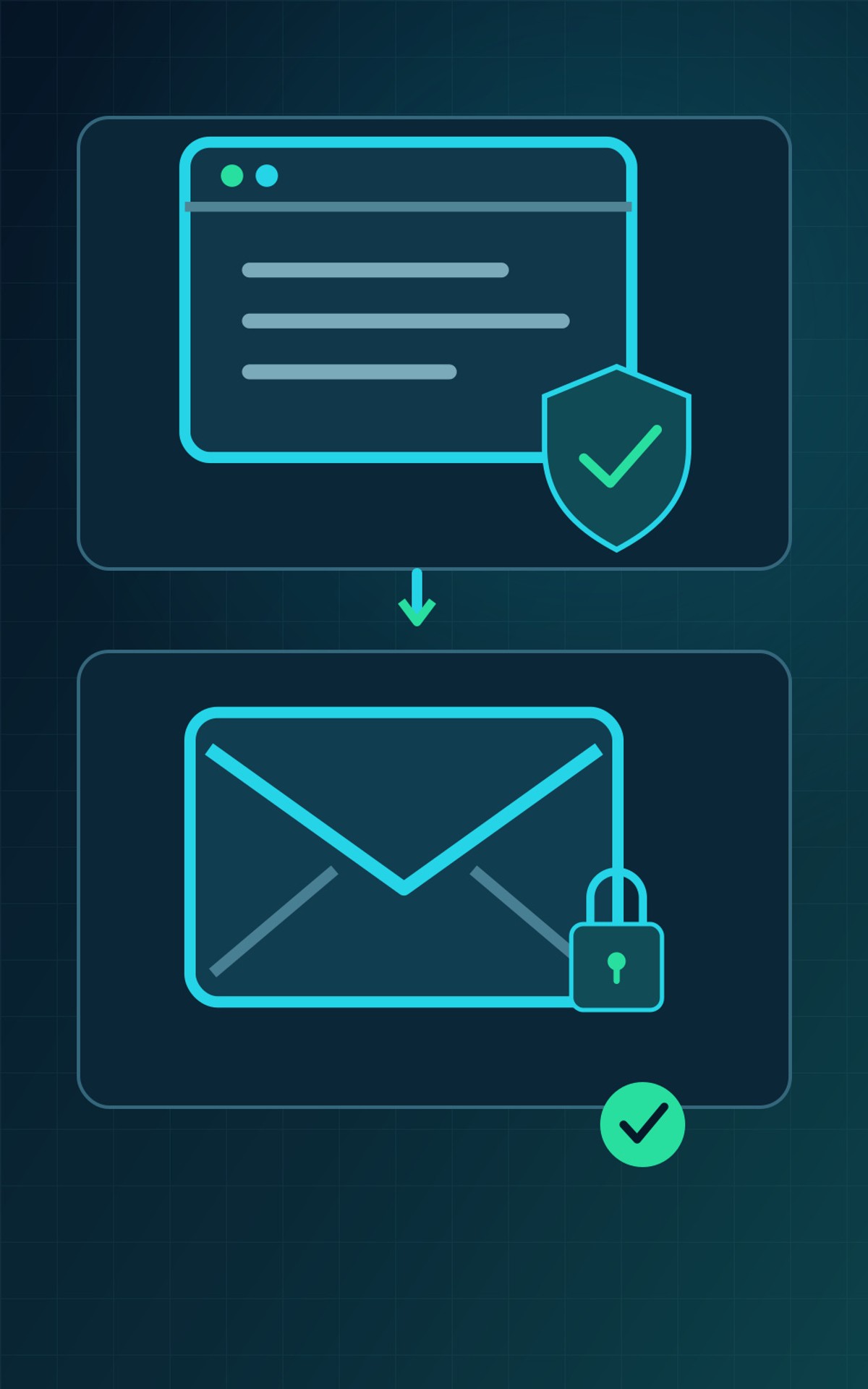 Illustration of secured website and business email