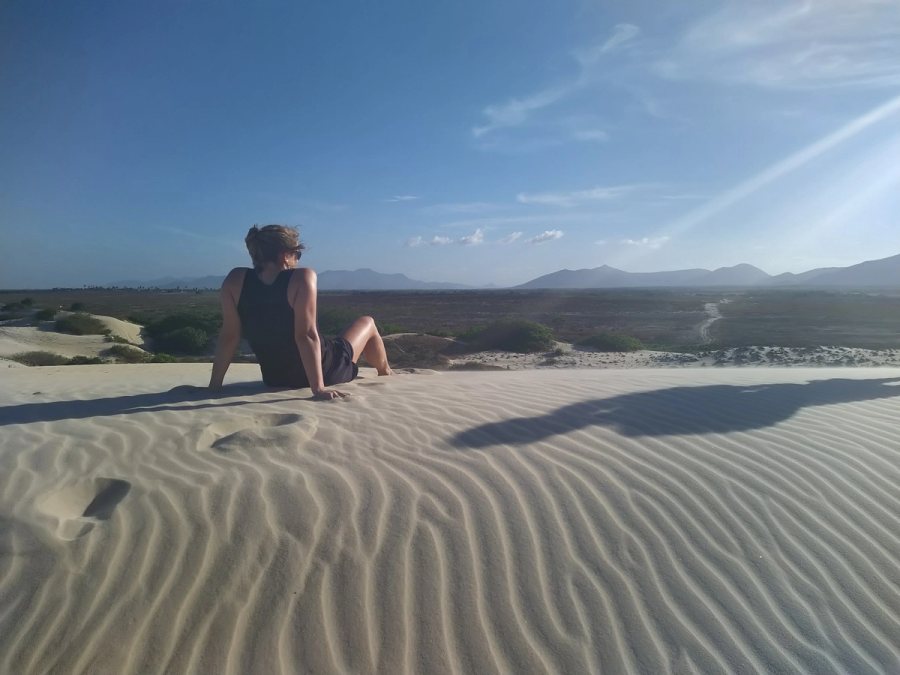 Sitting in sand dunes in Brazil