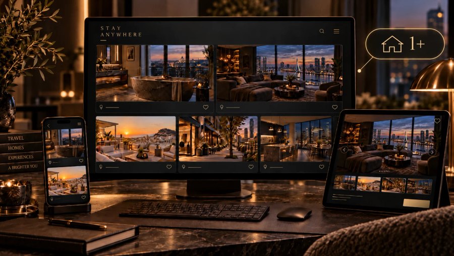 Real landscape mockup of the multi-rental vacation rental website