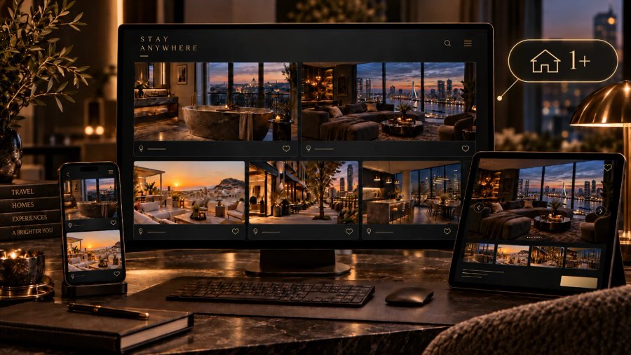Real landscape mockup of the multi-rental vacation rental website