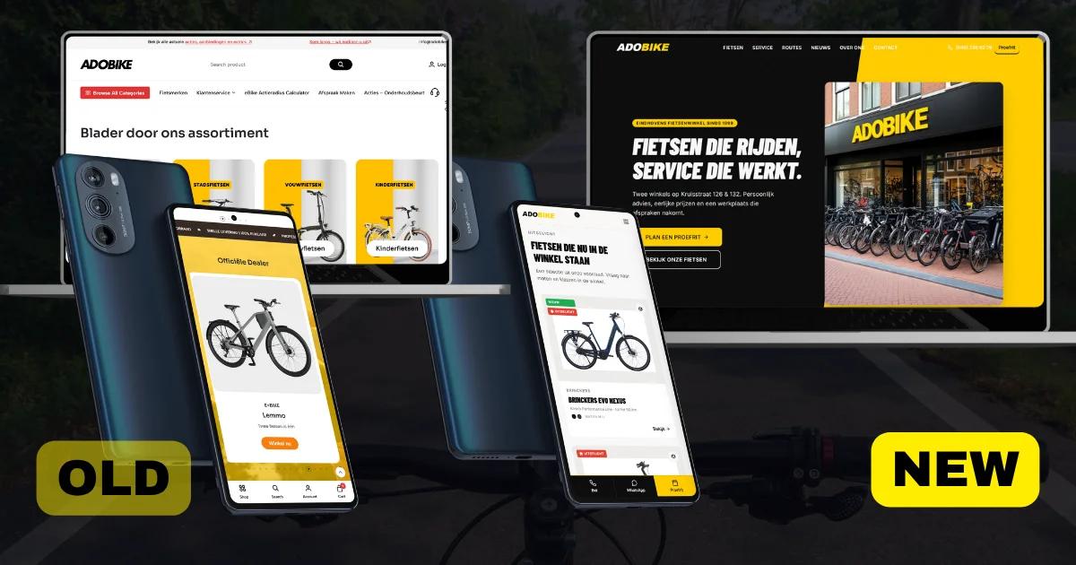 Adobike website before and after
