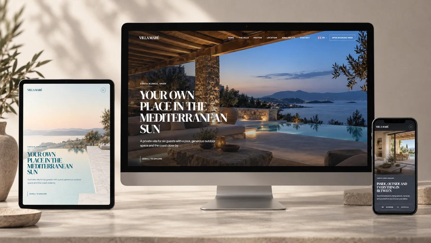 Villa Maré mock-up with classic serif typography