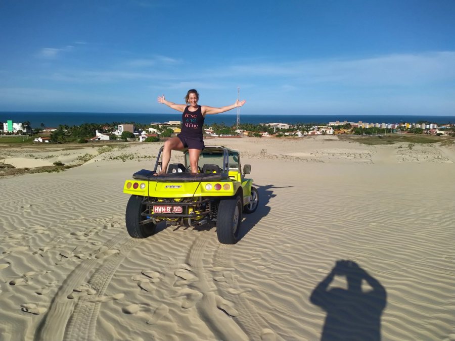 Driving dune buggy in Brazilian sand dunes
