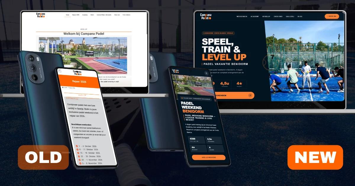 Campana Padel website before and after