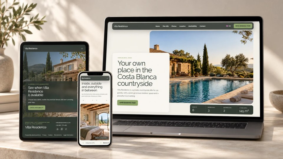 Villa Residence mock-up with natural olive green colour palette