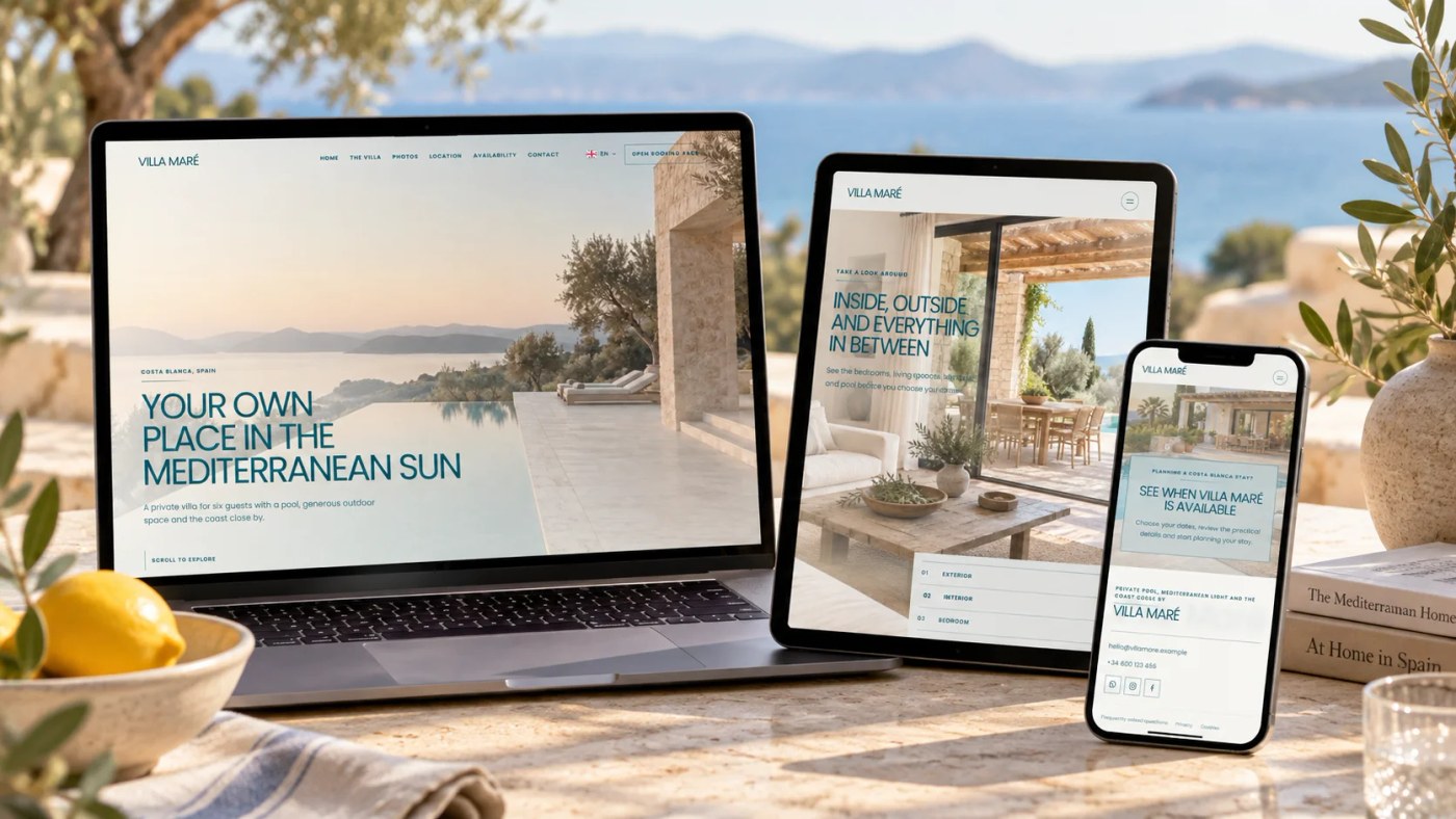 Villa Maré mock-up with classic serif typography